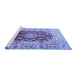 Sideview of Machine Washable Persian Blue Traditional Rug, wshtr3494blu