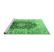 Sideview of Machine Washable Persian Emerald Green Traditional Area Rugs, wshtr3494emgrn