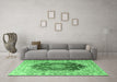 Machine Washable Persian Emerald Green Traditional Area Rugs in a Living Room,, wshtr3494emgrn