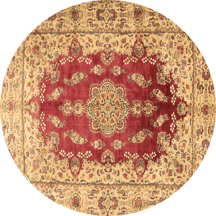 Round Machine Washable Persian Brown Traditional Rug, wshtr3494brn