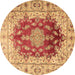 Round Persian Brown Traditional Rug, tr3494brn