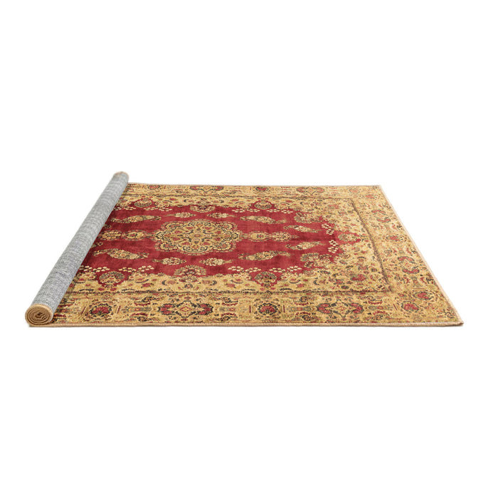 Sideview of Machine Washable Persian Brown Traditional Rug, wshtr3494brn