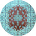 Round Persian Light Blue Traditional Rug, tr3494lblu