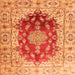 Round Machine Washable Persian Orange Traditional Area Rugs, wshtr3494org