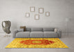 Machine Washable Persian Yellow Traditional Rug in a Living Room, wshtr3494yw