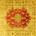 Square Machine Washable Persian Yellow Traditional Rug, wshtr3494yw