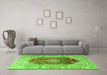 Machine Washable Persian Green Traditional Area Rugs in a Living Room,, wshtr3494grn