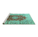 Sideview of Machine Washable Persian Turquoise Traditional Area Rugs, wshtr3494turq