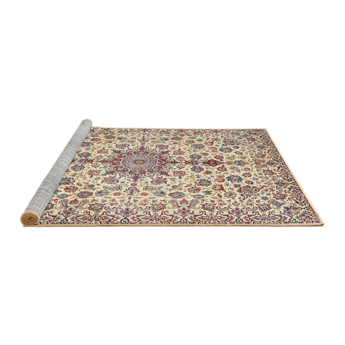 Sideview of Machine Washable Traditional Gold Rug, wshtr3495