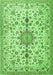 Serging Thickness of Machine Washable Persian Green Traditional Area Rugs, wshtr3495grn