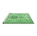 Sideview of Machine Washable Persian Emerald Green Traditional Area Rugs, wshtr3495emgrn