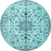 Round Persian Light Blue Traditional Rug, tr3495lblu