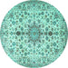 Round Persian Turquoise Traditional Rug, tr3495turq