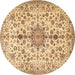 Round Persian Brown Traditional Rug, tr3495brn