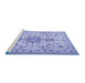 Sideview of Machine Washable Persian Blue Traditional Rug, wshtr3495blu