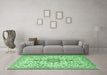 Machine Washable Persian Emerald Green Traditional Area Rugs in a Living Room,, wshtr3495emgrn