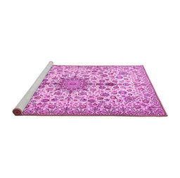 Sideview of Machine Washable Persian Pink Traditional Rug, wshtr3495pnk