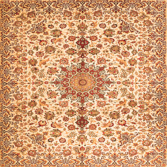 Round Machine Washable Persian Orange Traditional Area Rugs, wshtr3495org