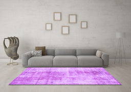 Machine Washable Persian Purple Traditional Area Rugs in a Living Room, wshtr3496pur