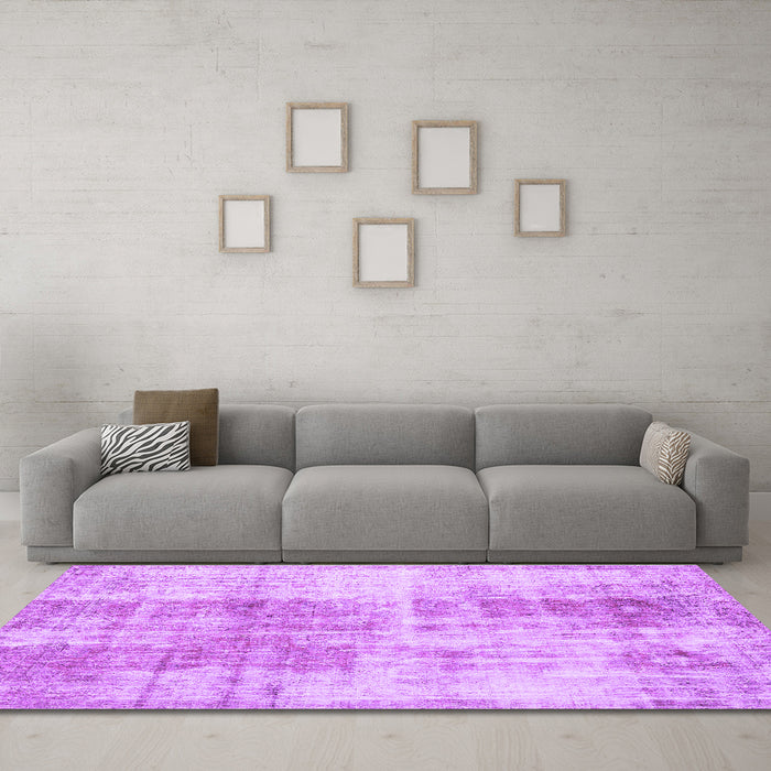 Machine Washable Persian Purple Traditional Area Rugs in a Living Room, wshtr3496pur