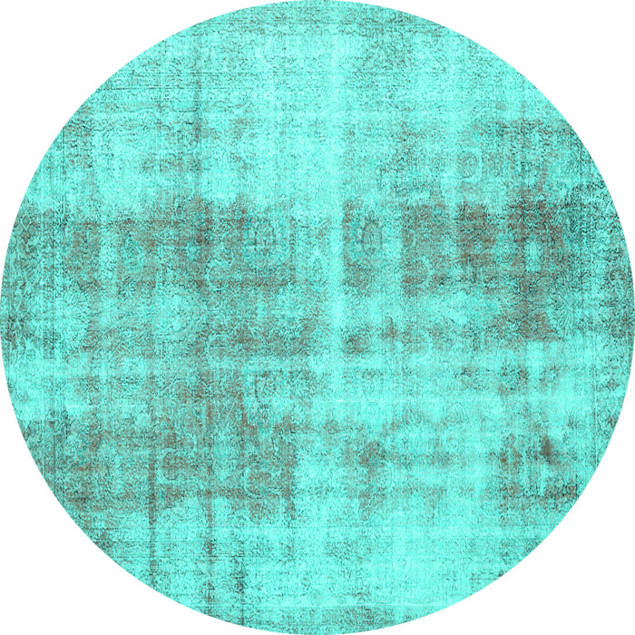 Round Persian Turquoise Traditional Rug, tr3496turq
