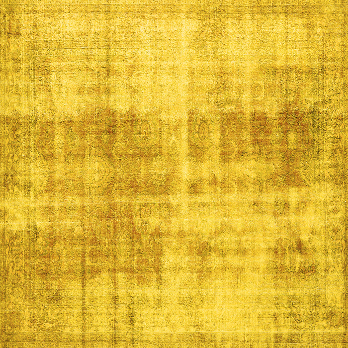 Square Machine Washable Persian Yellow Traditional Rug, wshtr3496yw