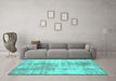 Machine Washable Persian Turquoise Traditional Area Rugs in a Living Room,, wshtr3496turq