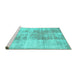 Sideview of Machine Washable Persian Turquoise Traditional Area Rugs, wshtr3496turq