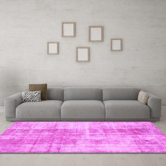 Machine Washable Persian Pink Traditional Rug in a Living Room, wshtr3496pnk