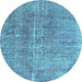 Round Persian Light Blue Bohemian Rug, tr3497lblu