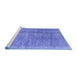 Sideview of Machine Washable Persian Blue Bohemian Rug, wshtr3497blu