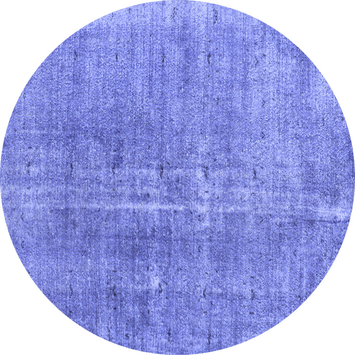 Round Machine Washable Persian Blue Bohemian Rug, wshtr3497blu