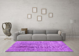 Machine Washable Persian Purple Bohemian Area Rugs in a Living Room, wshtr3497pur