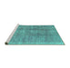 Sideview of Machine Washable Persian Turquoise Bohemian Area Rugs, wshtr3497turq