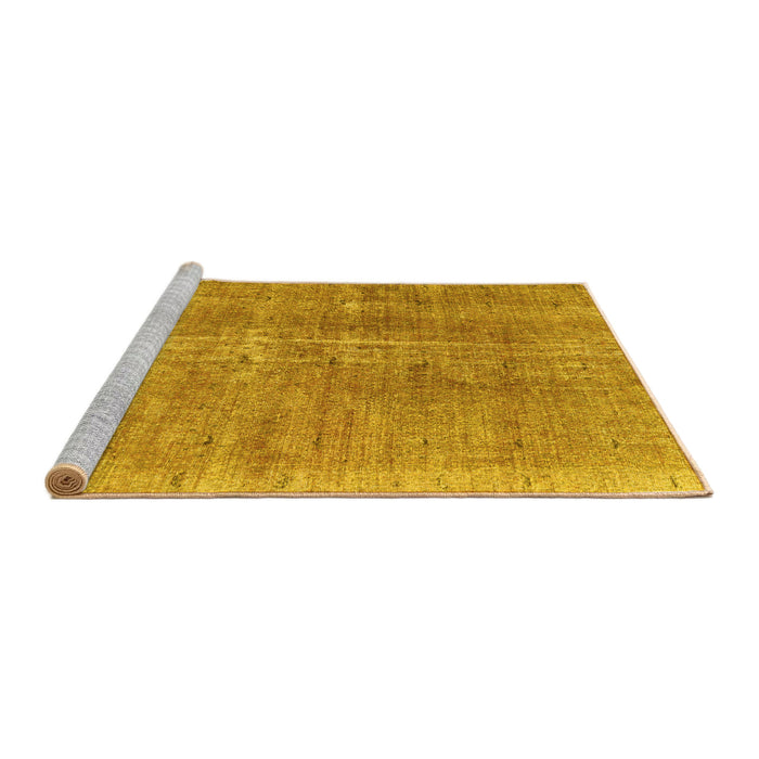 Sideview of Machine Washable Persian Yellow Bohemian Rug, wshtr3497yw