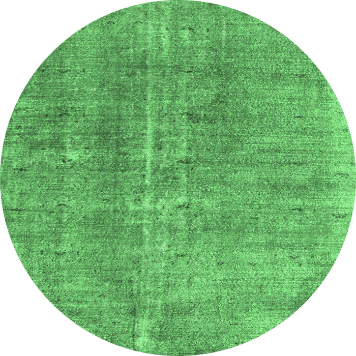 Round Machine Washable Persian Emerald Green Bohemian Area Rugs, wshtr3497emgrn