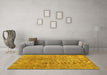 Machine Washable Persian Yellow Bohemian Rug in a Living Room, wshtr3497yw