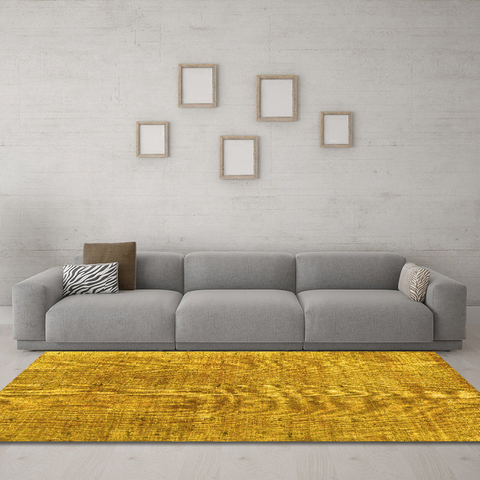 Machine Washable Persian Yellow Bohemian Rug in a Living Room, wshtr3497yw