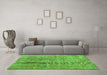 Machine Washable Persian Green Bohemian Area Rugs in a Living Room,, wshtr3497grn