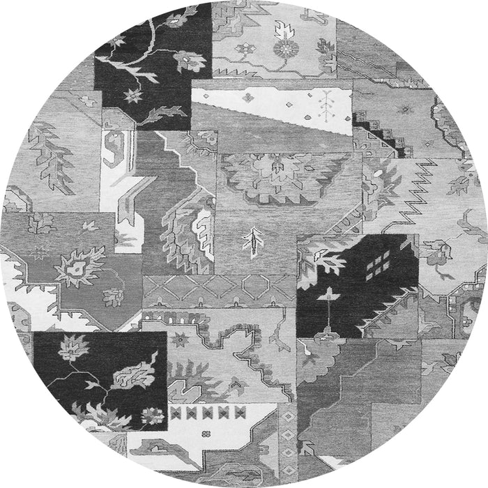 Square Patchwork Gray Transitional Rug, tr3498gry