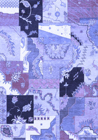 Patchwork Blue Transitional Rug, tr3498blu