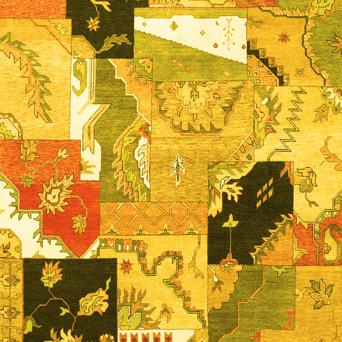 Patchwork Yellow Transitional Rug, tr3498yw