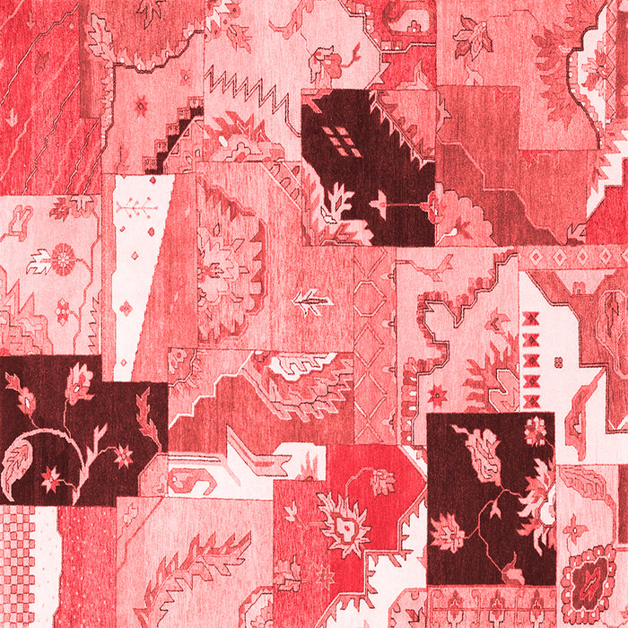 Machine Washable Patchwork Red Transitional Rug, wshtr3498red