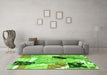 Machine Washable Patchwork Green Transitional Area Rugs in a Living Room,, wshtr3498grn