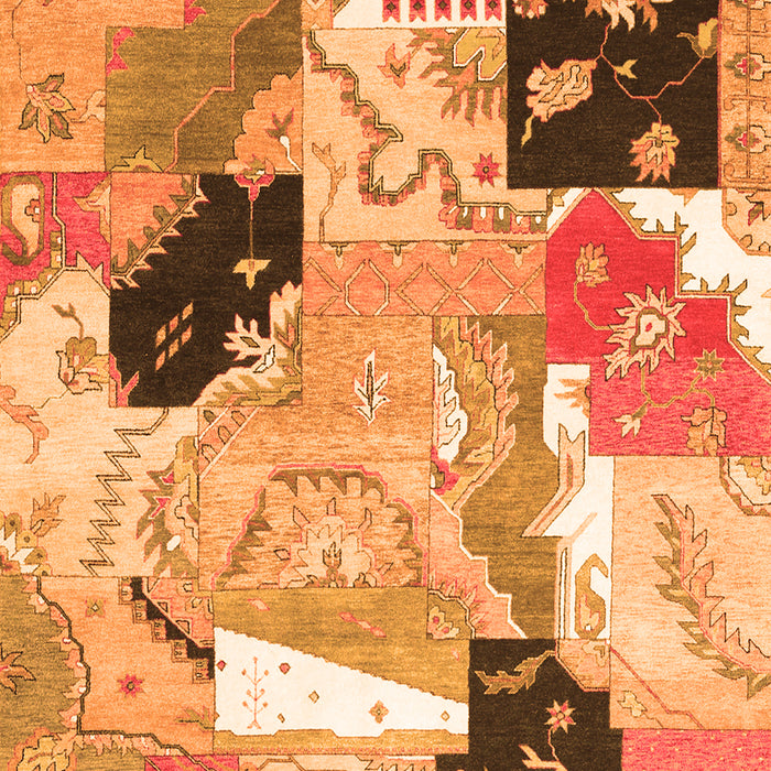 Patchwork Orange Transitional Rug, tr3498org