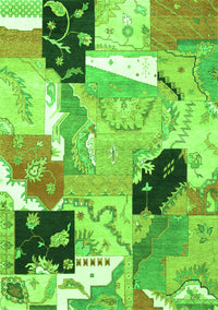 Patchwork Green Transitional Rug, tr3498grn