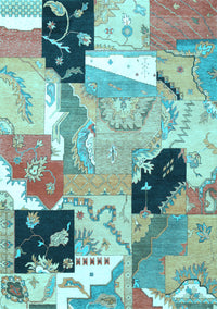 Patchwork Light Blue Transitional Rug, tr3498lblu