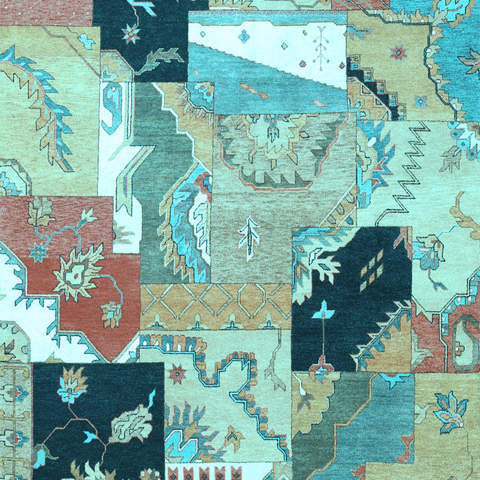 Patchwork Light Blue Transitional Rug, tr3498lblu