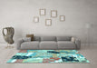 Machine Washable Patchwork Light Blue Transitional Rug in a Living Room, wshtr3498lblu