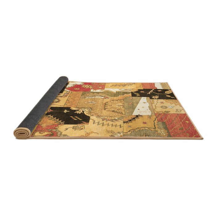 Sideview of Patchwork Brown Transitional Rug, tr3498brn